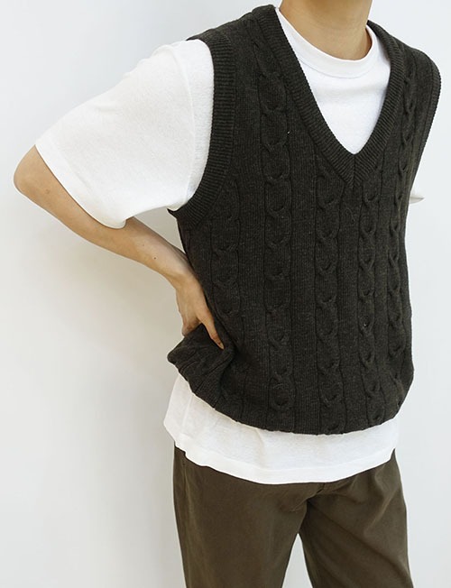 over twisted knit vest  3 color